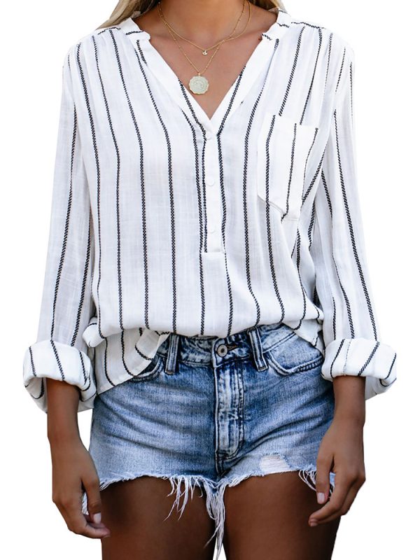 Casual blouses with v-neck and long sleeves – chastett